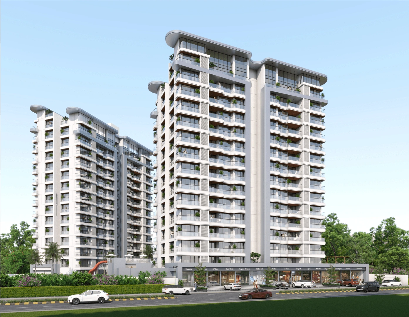 Modern commercial office spaces and retail shops available in new Vadodara projects