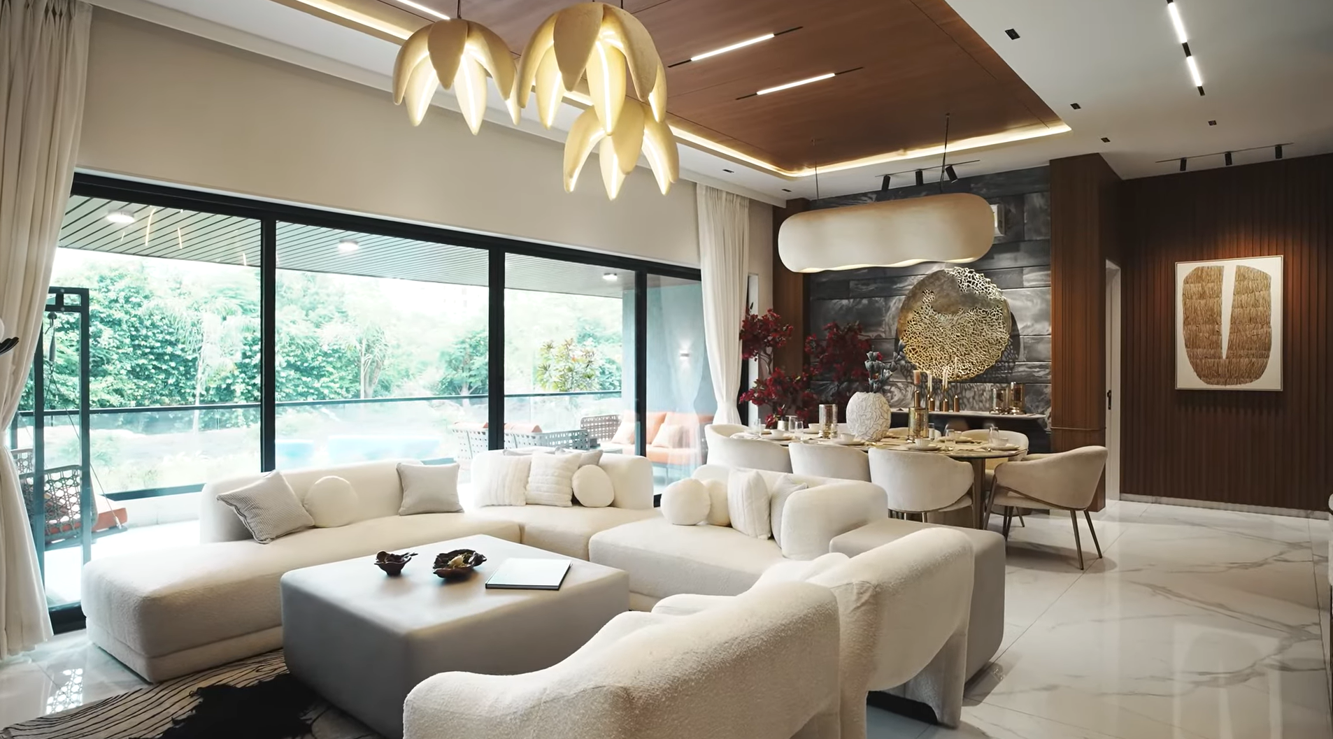 Open living space in modern apartment designed for comfortable family living